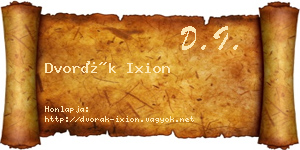 Dvorák Ixion névjegykártya
